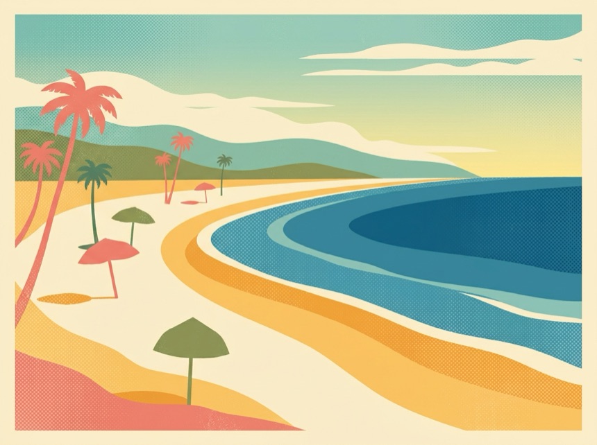 Wide, flat sand for swimming & boogie-boarding